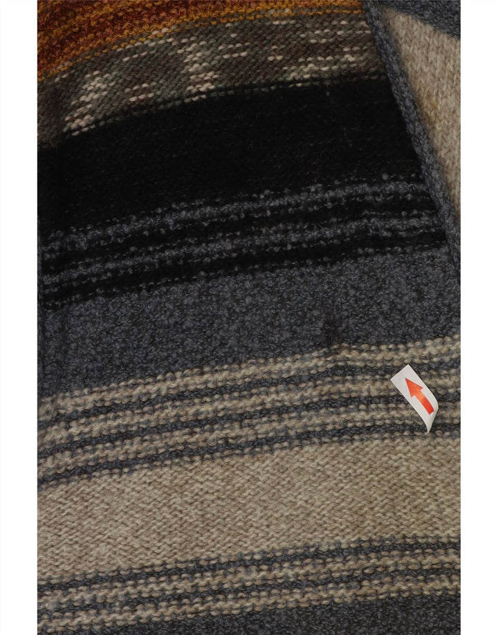 vintage Mens Cardigan sans manches Pull Grand Rayé Multicolore