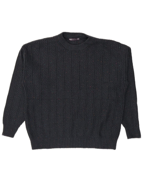 Marks & Spencer Pull à col rond pour homme Taille L Bleu marine moucheté