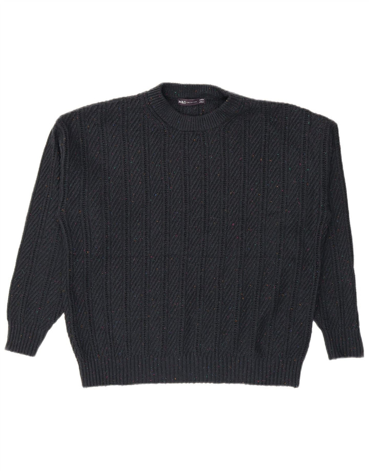 Marks & Spencer Pull à col rond pour homme Taille L Bleu marine moucheté