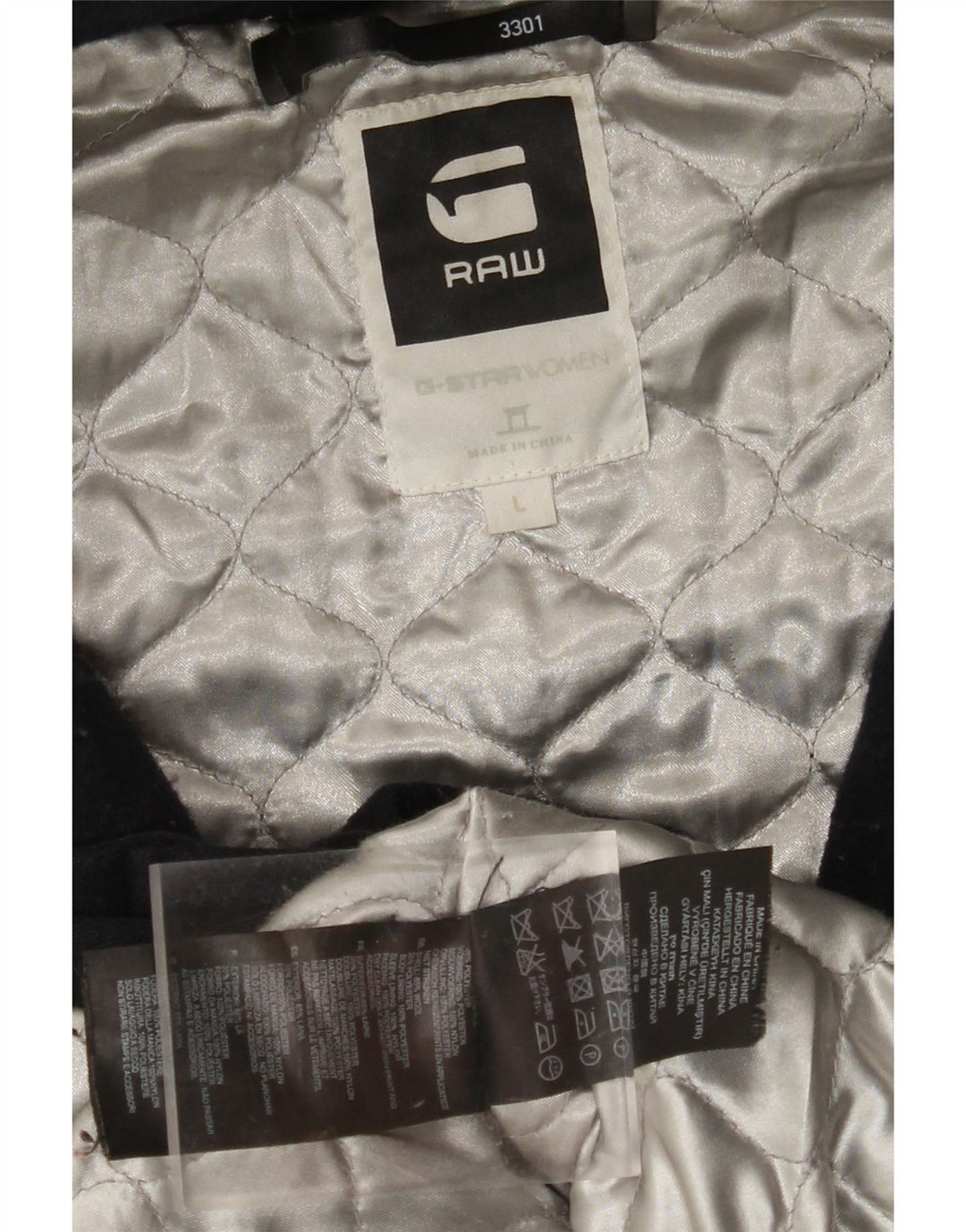 G-Star Femme 3301 Veste coupe-vent à capuche UK 16 Large Bleu Marine Laine