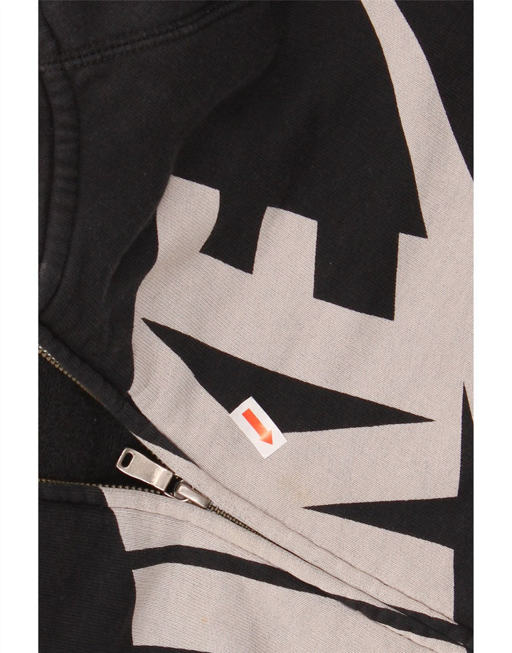 NIKE Womens Oversized Graphic Zip Hoodie Sweater UK 10 Small Black Vintage Nike and Second-Hand Nike from Messina Hembry 