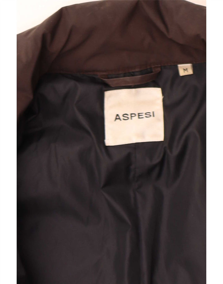 Aspesi Manteau rembourré à capuche pour femme UK 14 Nylon marron moyen