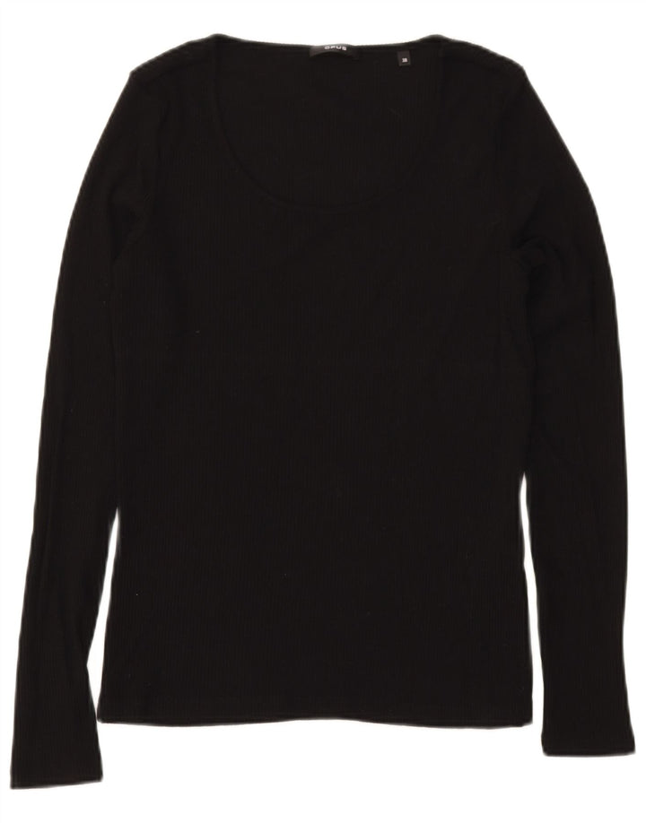 VINTAGE Womens Top Long Sleeve EU 38 Medium Black Viscose