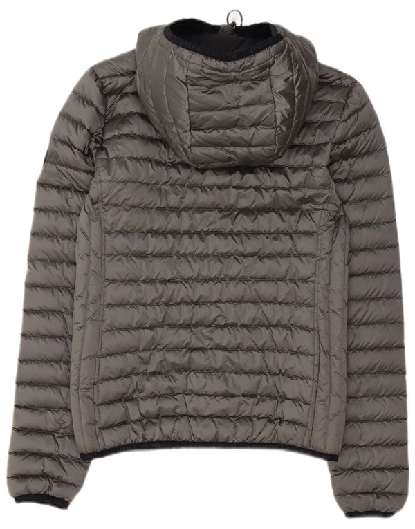 Superdry Veste matelassée à capuche pour femme UK 8 Small Gris Polyester