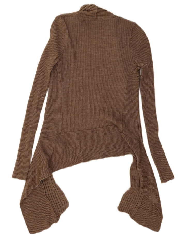 Zara Femme Cardigan Ouvert Asymétrique Pull UK 12 Beige Moyen