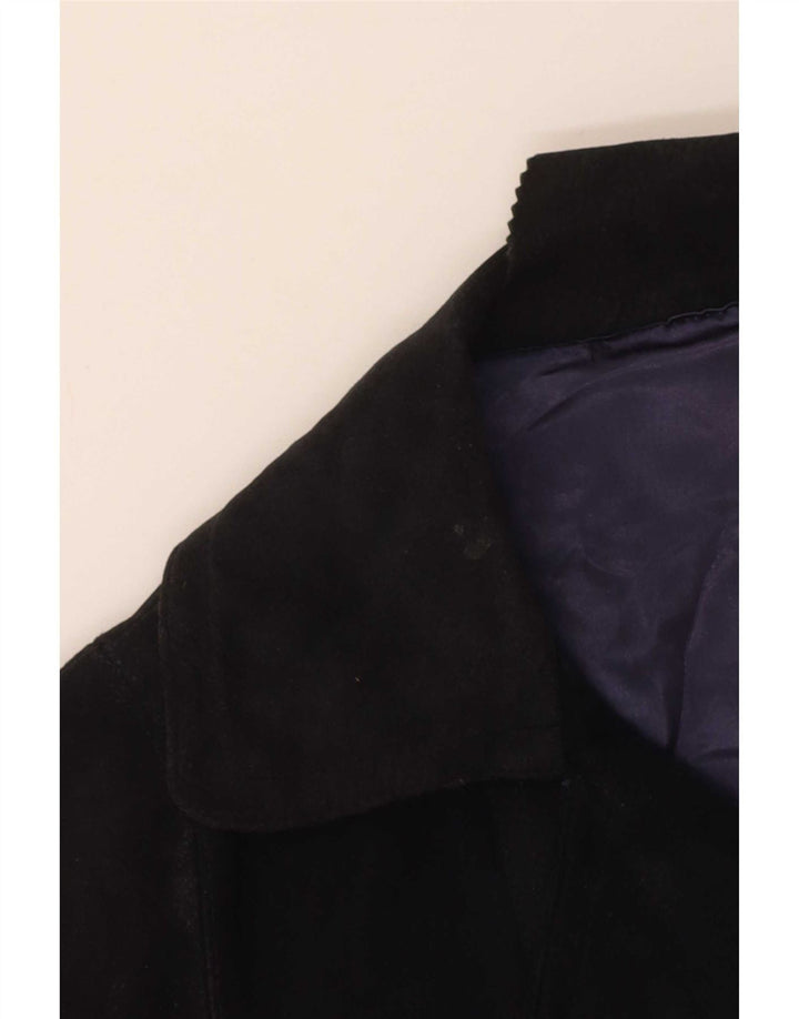 vintage Femme 3 Boutons Blazer En Daim Veste UK 16 Grand Bleu Marine
