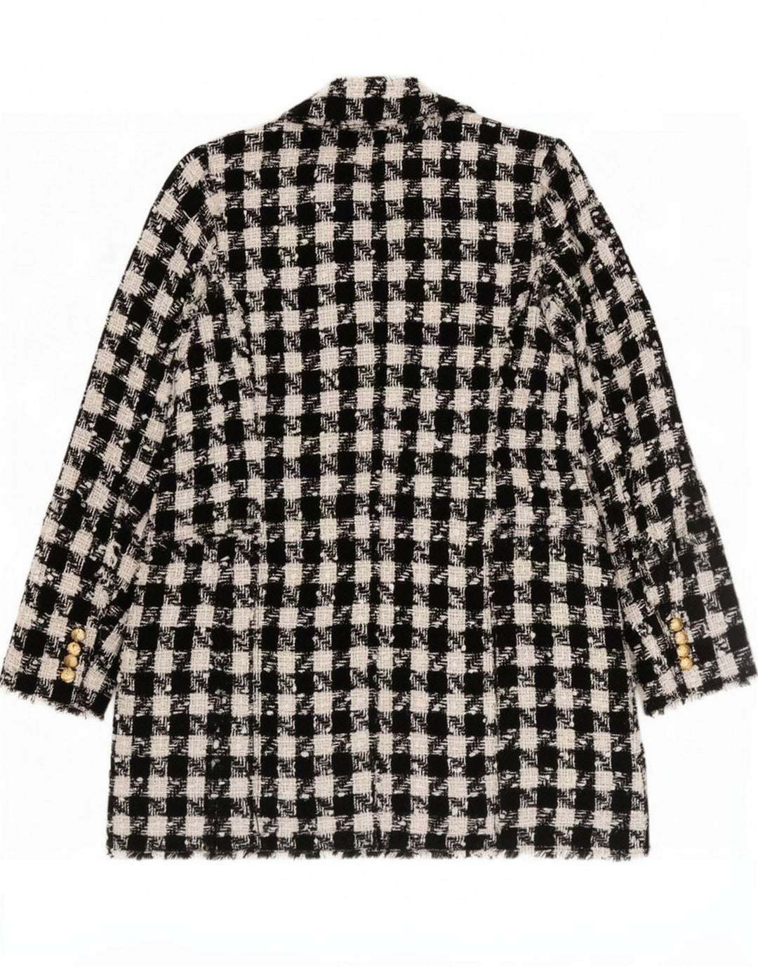 Zara Manteau croisé pour femme UK 18 XL Noir Pied-de-poule Polyester