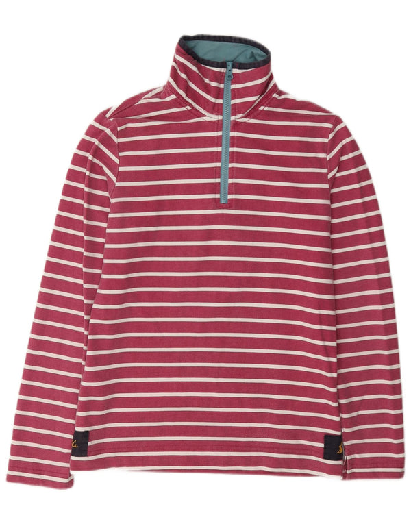 Joules Womens Zip Neck Sweatshirt Jumper UK 8 Small Rose Rayé Coton