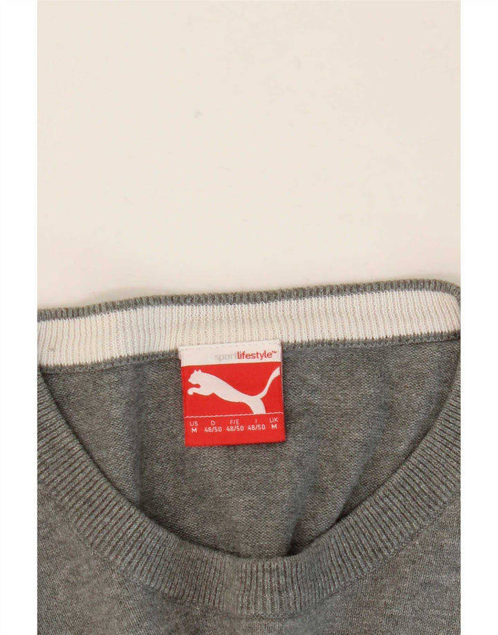 Puma Pull Ras du Cou Homme Gris Moyen Rayé
