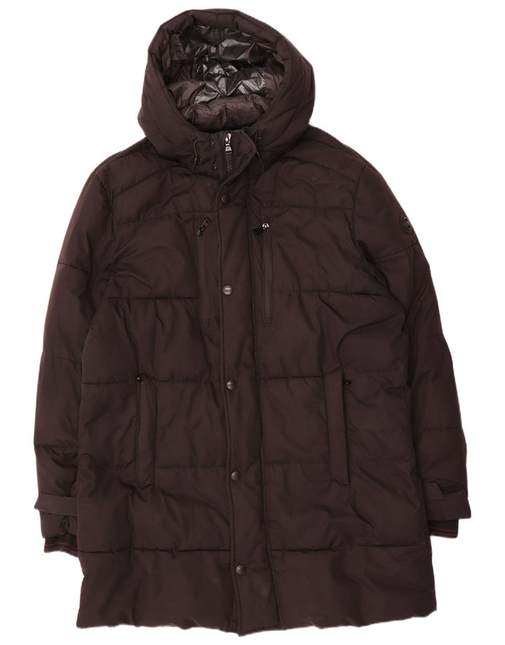 Michael Kors Manteau rembourré à capuche pour homme UK 40 Large Noir Polyester