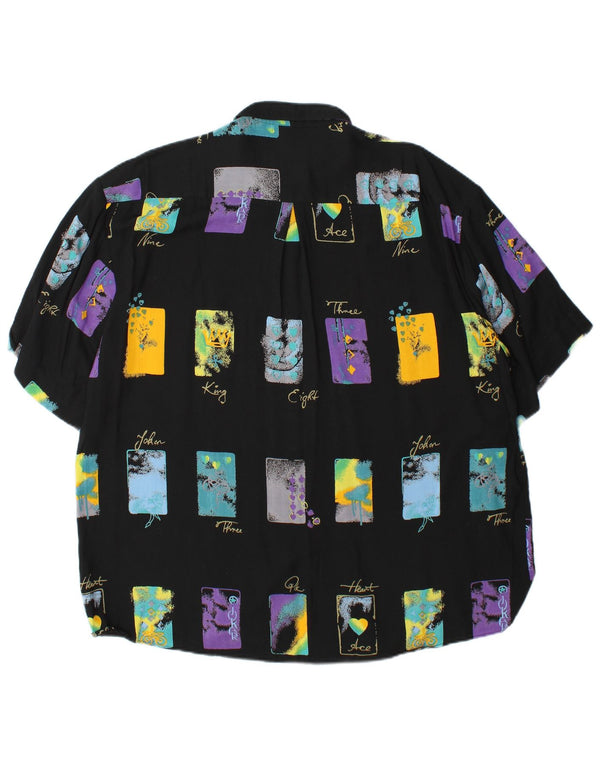 Goldress Chemise à manches courtes pour homme Taille 43/44 XL Noir Géométrique