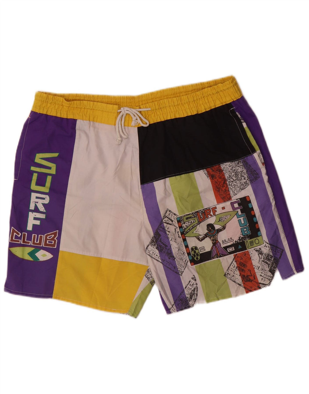 Short de bain graphique vintage pour hommes XL Polyester colour block multicolore