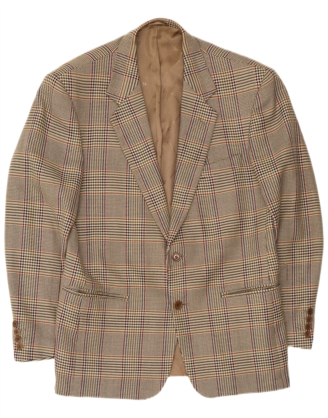 Brooksfield Veste blazer à 2 boutons pour homme IT 50 en laine à carreaux beige