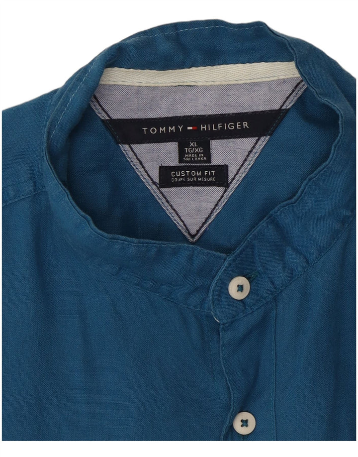TOMMY HILFIGER Chemise à manches courtes sur mesure pour homme XL Bleu
