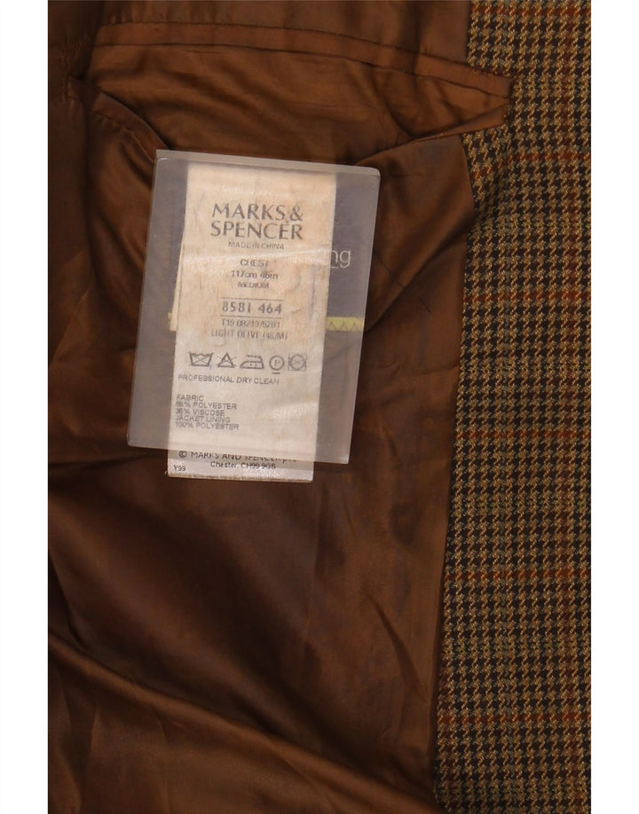 MARKS & SPENCER Veste blazer à 2 boutons pour homme UK 46 XL pied-de-poule marron