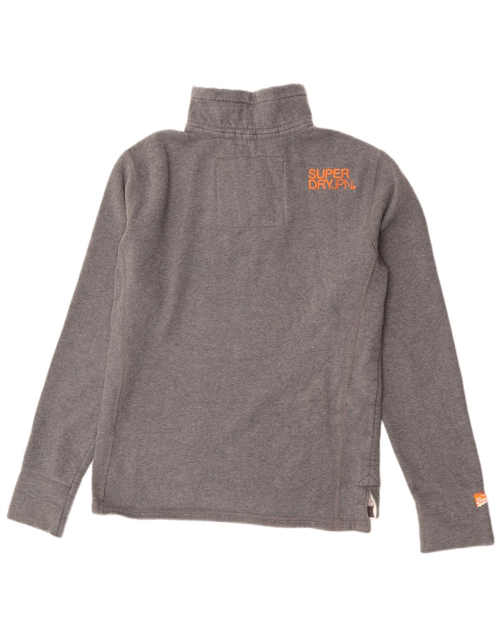 Superdry Sweat-Shirt à Col Boutonné Homme Gris Moyen Coton