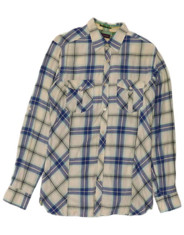 Ted Baker Chemise en flanelle pour homme Taille 2 Petit coton à carreaux bleu