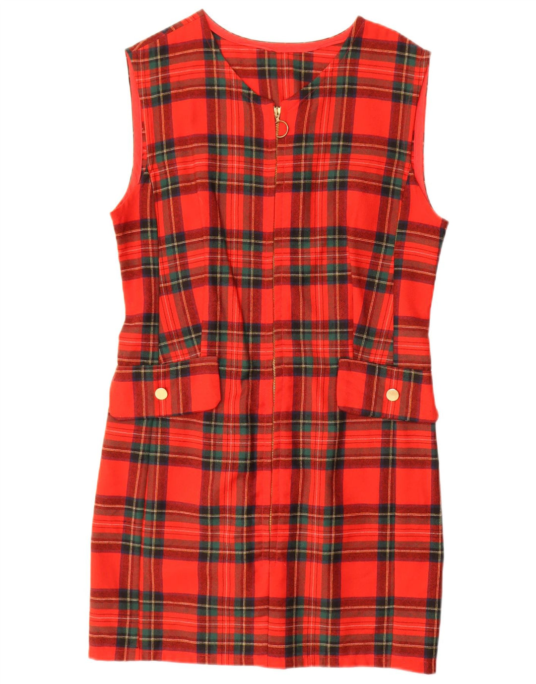 robe fourreau sans manches femme vintage UK 14 Medium Red Check