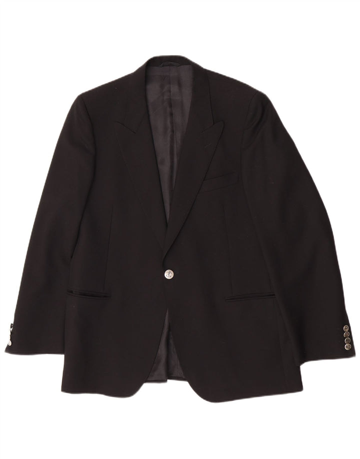 San Remo Veste Blazer 1 Bouton Homme IT 54 2XL Noir Laine Vierge Classique