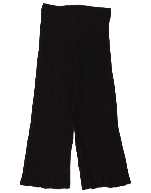 Zara Pantalon décontracté taille haute pour femme, jambe large, Large W30 L29 Noir