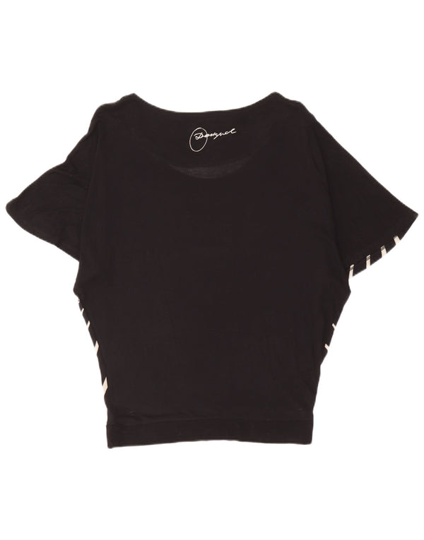 Desigual T-shirt graphique surdimensionné pour femme UK 10 Petit noir floral