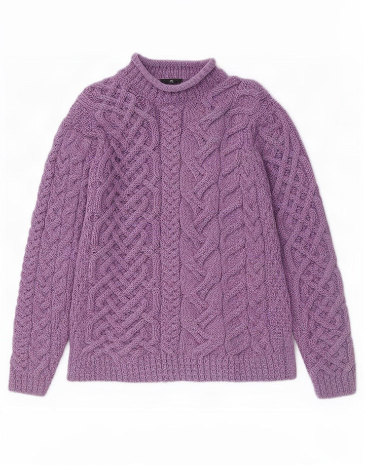 Aran Wollen Mills Pull col roulé pour femme UK 14 Violet moyen