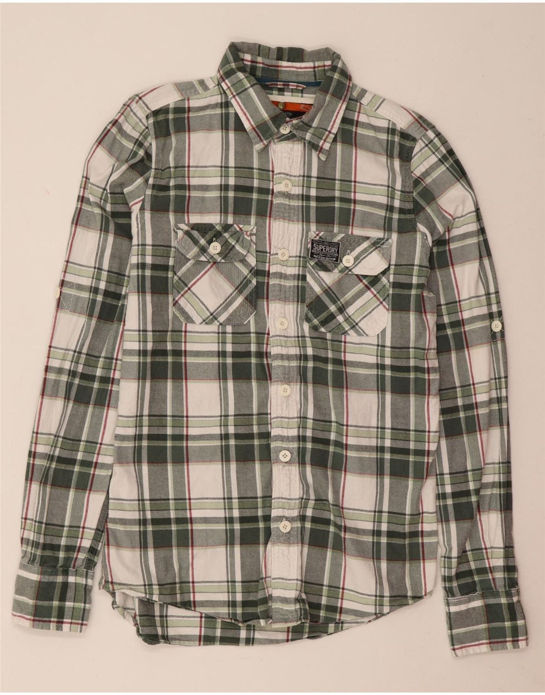 Superdry Chemise Flanelle Homme Vert Moyen Plaid Coton