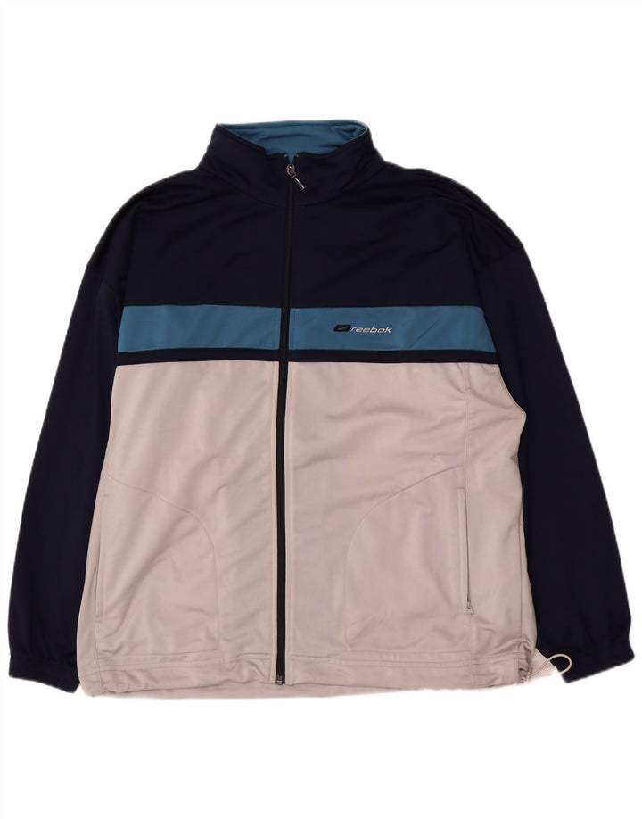 Reebok Veste de Survêtement Coupe Ample Homme Petit Blanc Colorblock