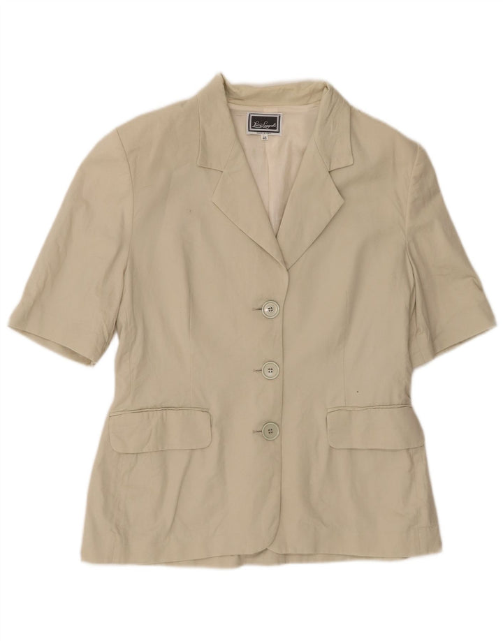 Luisa Spagnoli Veste blazer à manches courtes 3 boutons pour femme IT 46 Large Beige