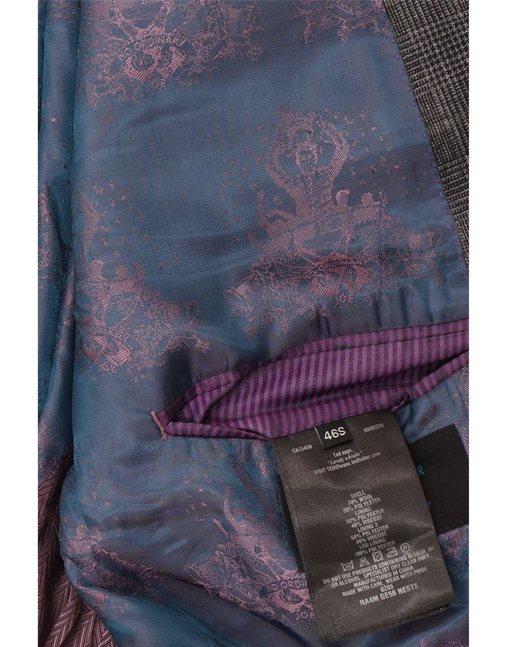 Ted Baker Veste blazer à 2 boutons pour homme UK 46 3XL Gris à carreaux en laine