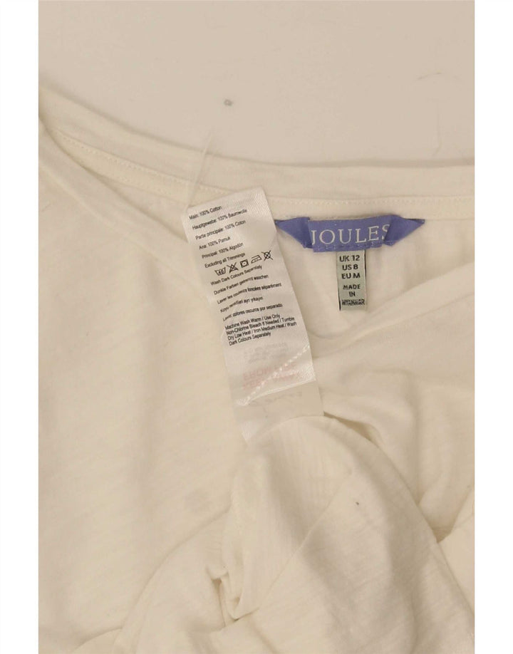 Joules Womens T-Shirt Top UK 12 Medium Blanc Coton