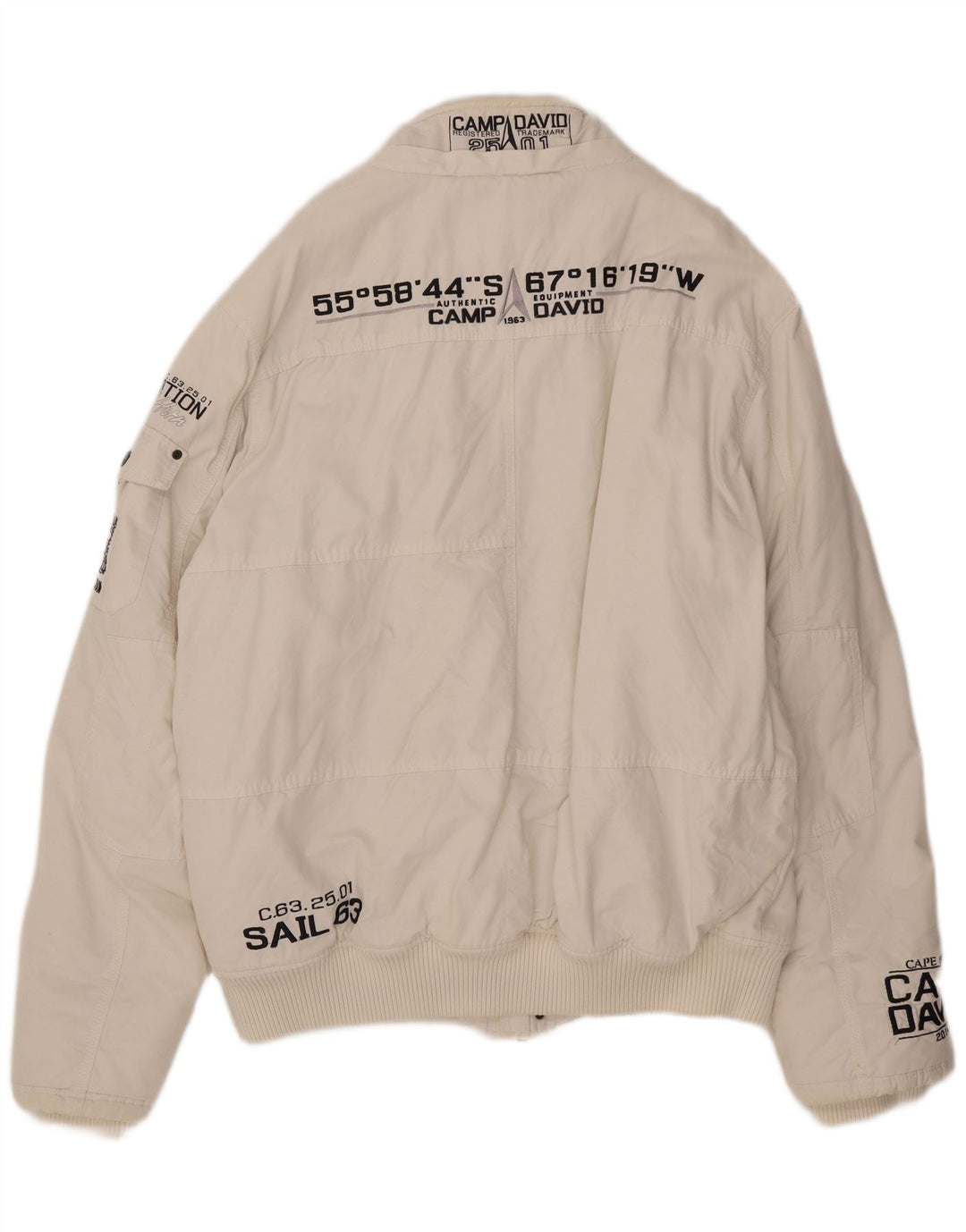 Camp David Veste Bomber Graphique Homme UK 46 3XL Coton Blanc