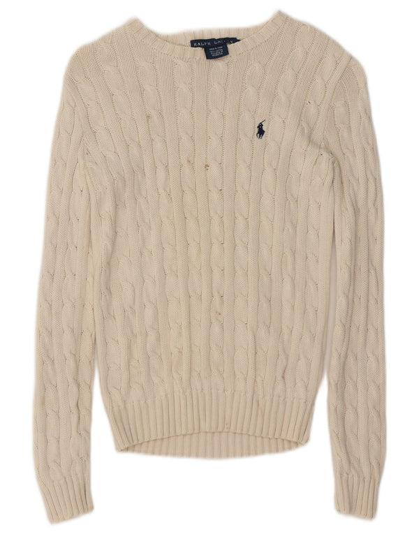 Ralph Lauren Pull col bateau pour femme UK 6 XS Coton blanc