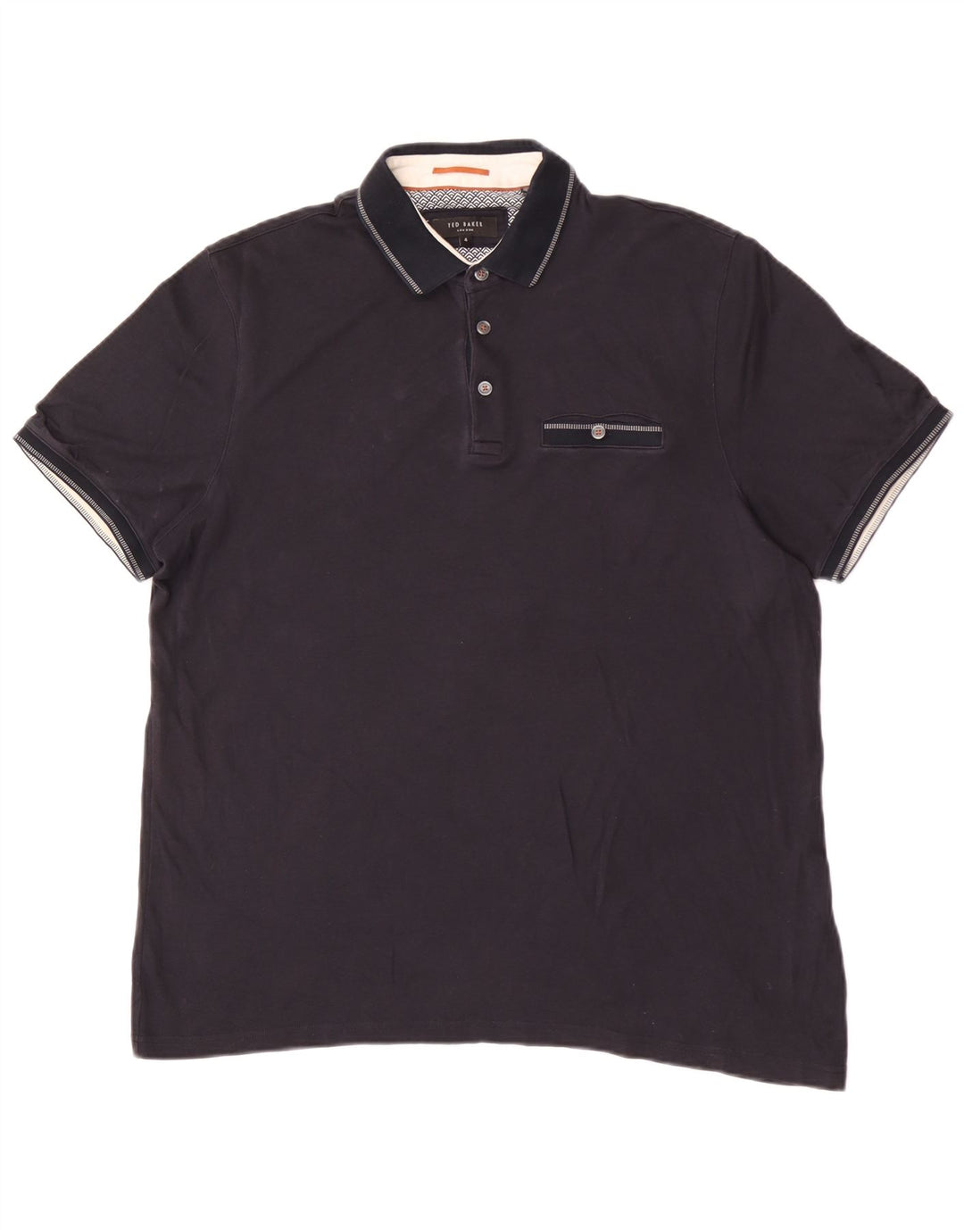 Ted Baker Polo Homme Taille 4 Large Bleu Marine Coton