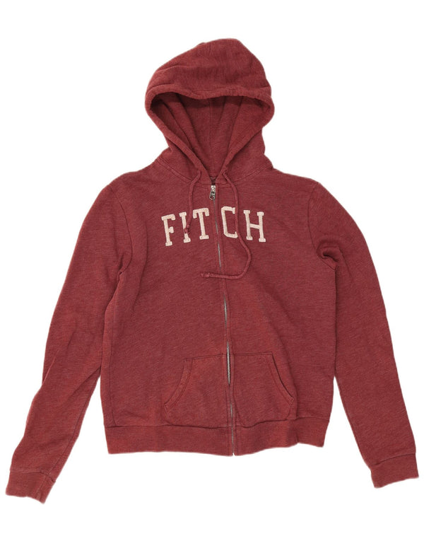 Abercrombie & Fitch Pull à capuche zippé graphique pour femme UK 14 Bordeaux moyen