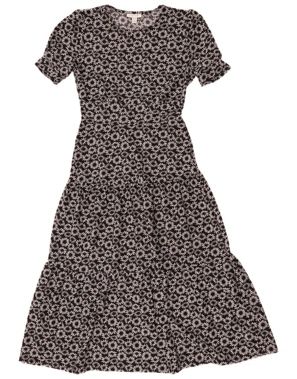 Topshop Robe surdimensionnée à volants pour femme UK 43 Petit polyester floral noir