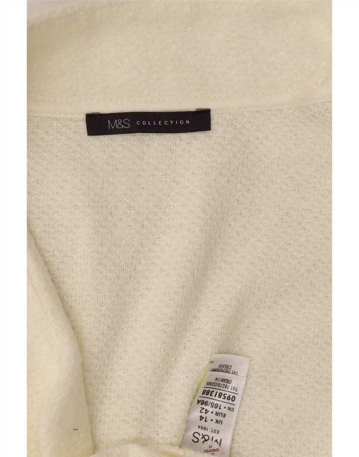 MARKS & SPENCER Womens Longline Cardigan Sweater UK 14 Large White Vintage Marks & Spencer and Second-Hand Marks & Spencer from Messina Hembry 