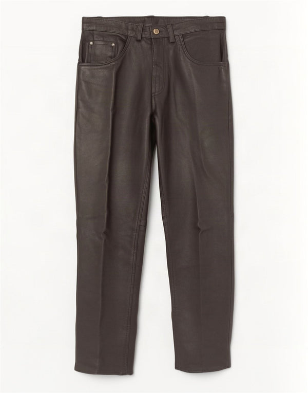 Pantalon droit en cuir Vintage pour hommes W34 L31 noir
