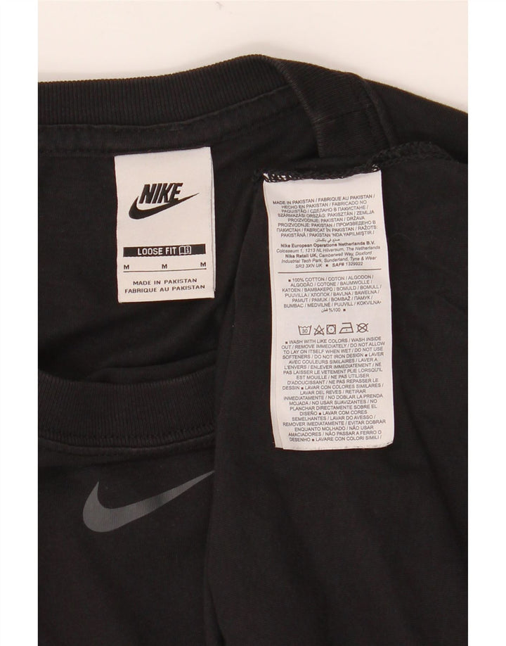NIKE Robe t-shirt graphique coupe ample pour femme UK 14 Coton noir moyen