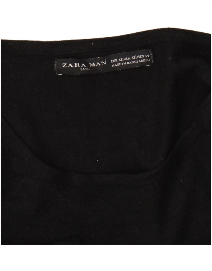 Zara Pull ras du cou pour homme XL Noir