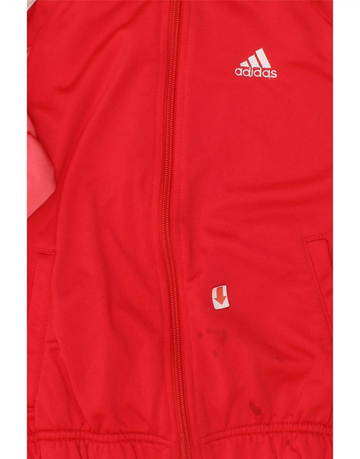 ADIDAS Girls Tracksuit Top Jacket 7-8 Years Red Colourblock Polyester Vintage Adidas and Second-Hand Adidas from Messina Hembry 