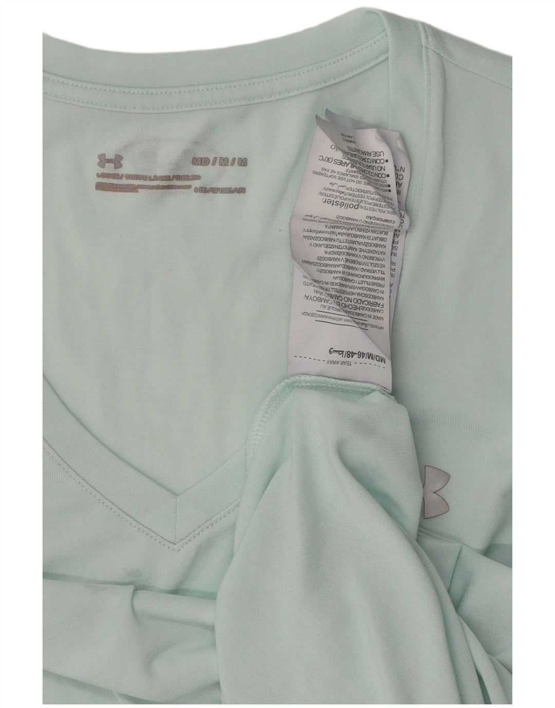 UNDER ARMOUR T-shirt Heat Gear pour femme UK 14 Polyester turquoise moyen