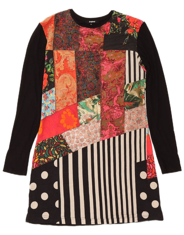 Desigual Robe t-shirt à manches longues pour femme UK 44 Medium Black Patchwork