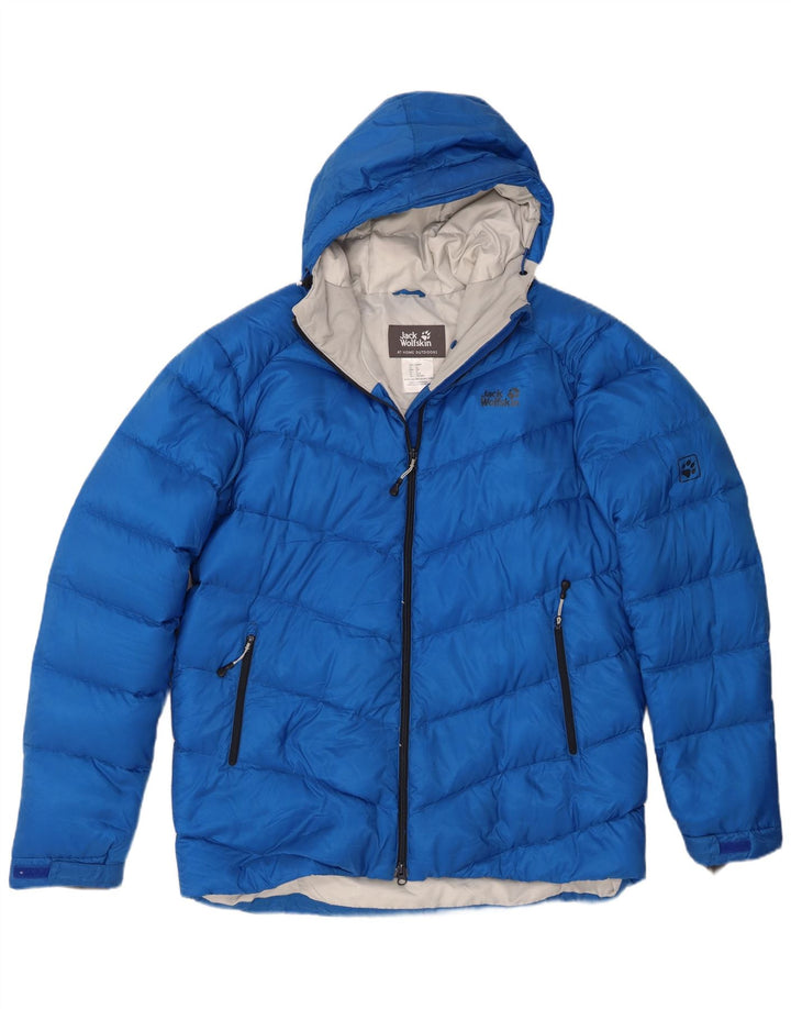 Jack Wolfskin Veste matelassée à capuche pour homme UK 44/46 XL Bleu Polyester
