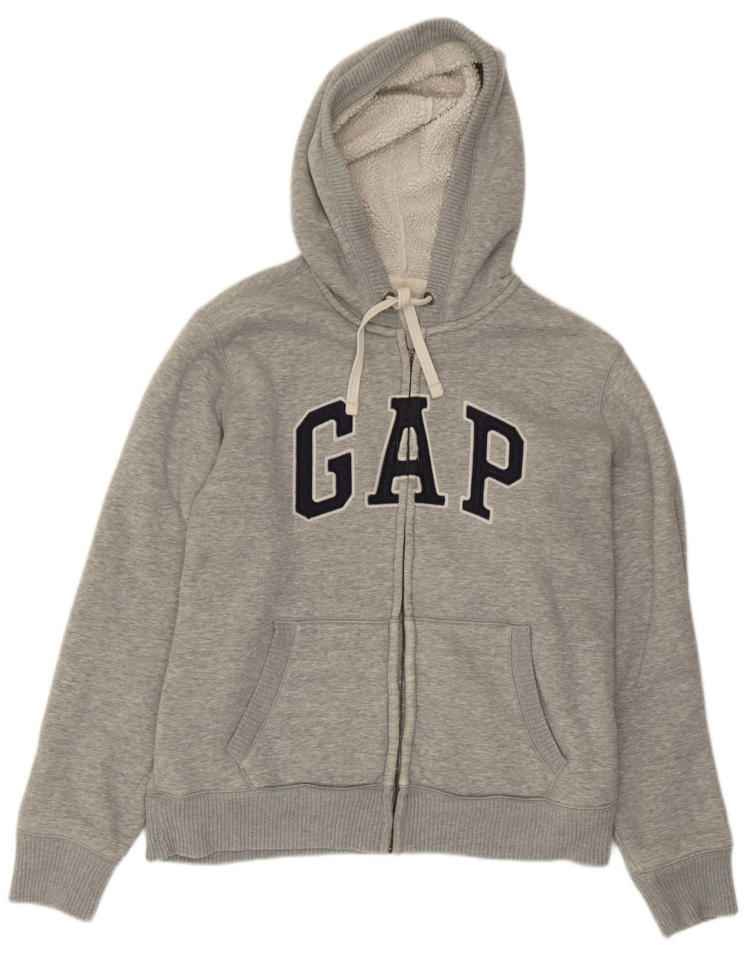 Gap Pull à capuche zippé graphique pour hommes, grand coton gris