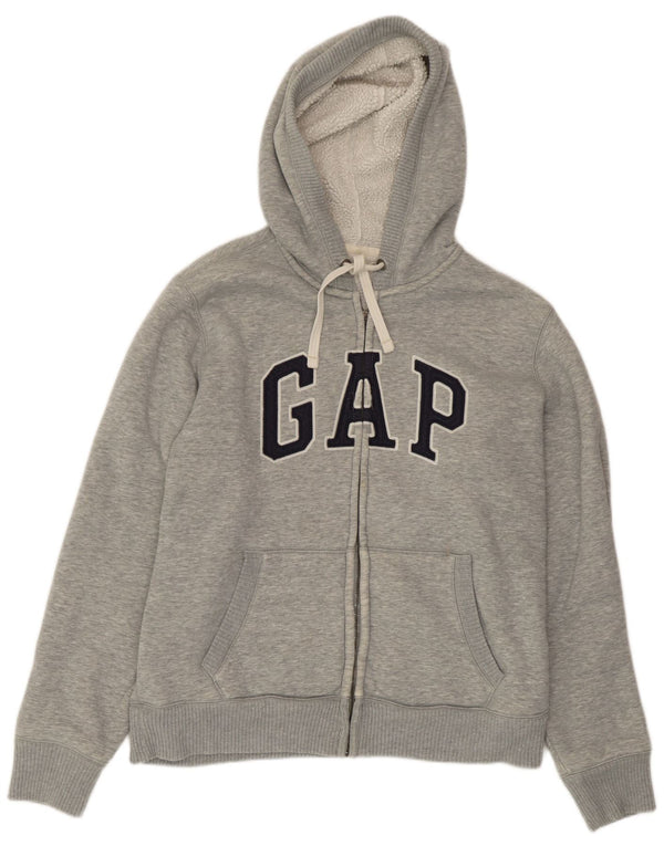 Gap Pull à capuche zippé graphique pour hommes, grand coton gris