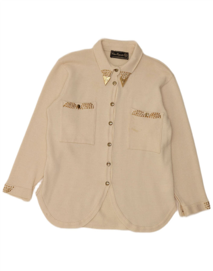 CIRO ESPOSITO Chemisier en tricot pour femme UK 14 Large laine blanc cassé