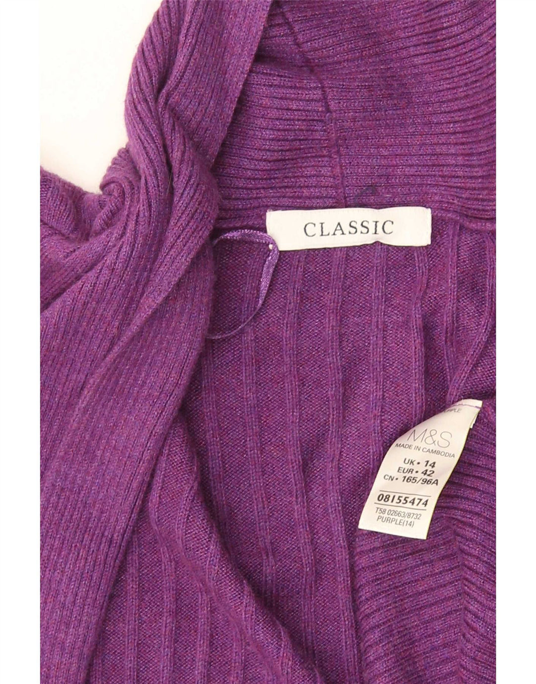 Marks & Spencer Pull cardigan ouvert pour femme UK 14 Viscose violet moyen