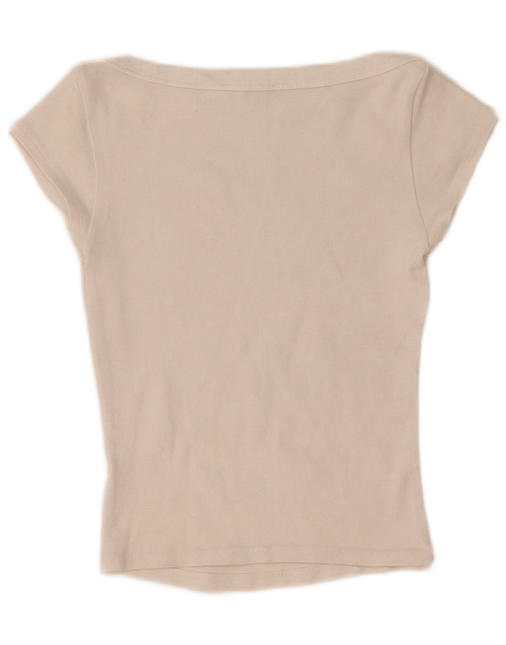 Zara Womens Crop T-Shirt Top UK 12 Moyen Blanc
