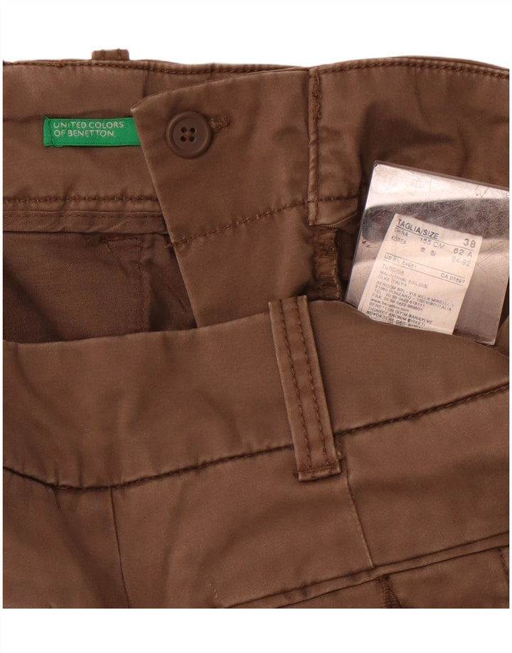 BENETTON Pantalon Chino Bootcut Femme IT 38 XS W26 L30 Marron Coton